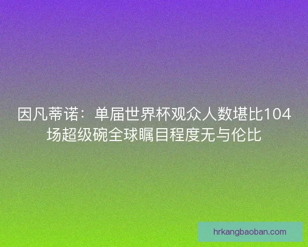 因凡蒂诺：单届世界杯观众人数堪比104场超级碗全球瞩目程度无与伦比