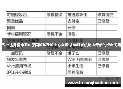 致命应用程序退出原因解析及解决方案探讨 详解系统崩溃背后的根本问题